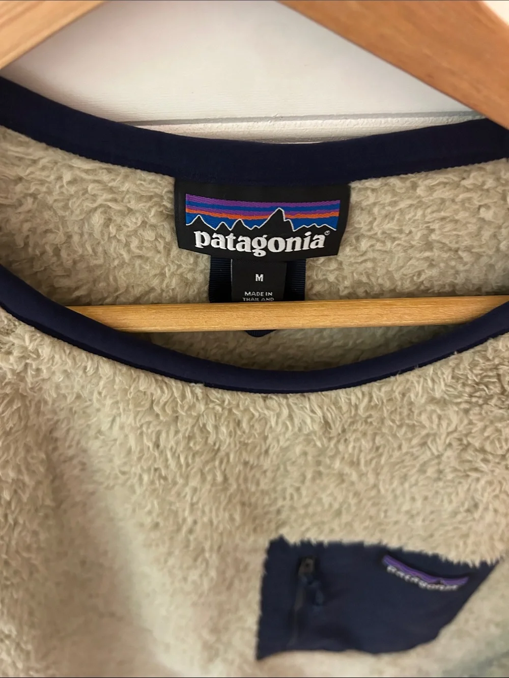 Patagonia Los Gatos Beige Soft Deep Pile Fleece Crewneck Pullover Sweater